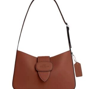COACH Eliza Shoulder Leather Bag With Zipper Closure, Redwood, NWT